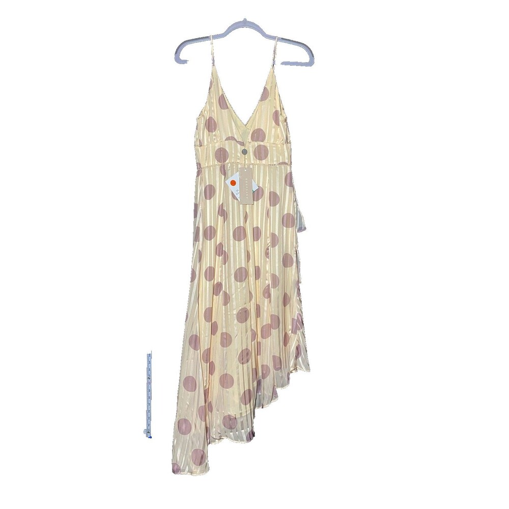 Keepsake Women's Tan Cream Spot Sleeveless Midi Dress Size S NWT